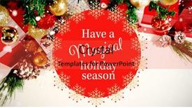  Presentation with red seasons greetings - Audience pleasing presentation theme consisting of white and red greetings card backdrop and a red colored foreground