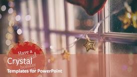  Presentation with christmas card - Amazing presentation having white and red greetings card against family at home at christmas time backdrop and a coral colored foreground