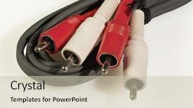  Presentation with cable - PPT layouts having white and red jacks and cable background and a soft green colored foreground