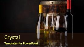  Presentation with wine barrel - Presentation theme featuring white-and-red-wine-bottles background and a wine colored foreground