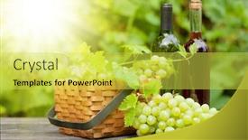  Presentation with table grape - Amazing PPT layouts having white-and-rose-wine-bottle backdrop and a yellow colored foreground