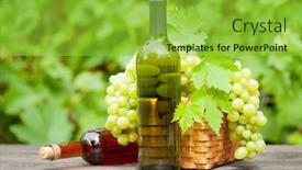  Presentation with table grape - Beautiful theme featuring white-and-rose-wine-bottle backdrop and a yellow colored foreground