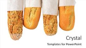  Presentation with food white - Amazing PPT layouts having breaded food - white and whole grain baguettes backdrop and a white colored foreground