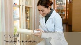  Presentation with lab coat - Slide deck with white-apothecary-wearing-lab-coat background and a coral colored foreground