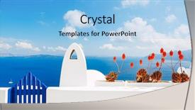  Presentation with greek architecture - Amazing presentation theme having white architecture and blue ocean backdrop and a light blue colored foreground