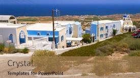  Presentation with 3d abstract architecture white - Cool new PPT layouts with white-architecture-of-fira-town backdrop and a coral colored foreground