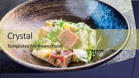  Presentation with fish tuna - PPT theme with white asparagus sugar snap background and a yellow colored foreground