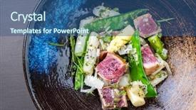  Presentation with tuna fish - PPT theme enhanced with white asparagus sugar snap background and a ocean colored foreground