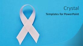  Presentation with satin - Cool new slide set with white-awareness-loop-ribbon-satin backdrop and a teal colored foreground