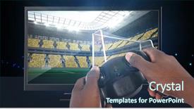  Presentation with blue video - Colorful presentation design enhanced with white background against blue backdrop and a ocean colored foreground