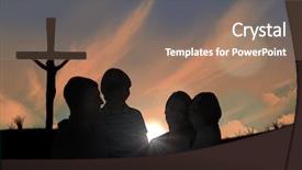  Presentation with children praying - PPT layouts featuring white background against cross background and a coral colored foreground