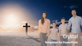  Presentation with walking - Colorful theme enhanced with white background against cross backdrop and a coral colored foreground