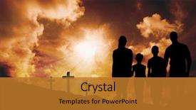  Presentation with shape - Amazing theme having white background against cross backdrop and a gold colored foreground