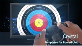  Presentation with video game - Amazing presentation theme having white background against futuristic blue backdrop and a ocean colored foreground