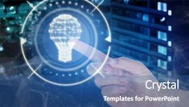  Presentation with city buildings - Beautiful PPT theme featuring white background against illuminated building backdrop and a ocean colored foreground