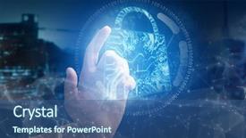  Presentation with circuit board - Amazing PPT layouts having white background against lock backdrop and a ocean colored foreground