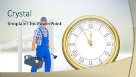  Presentation with open door policy health care - Beautiful PPT theme featuring white background against open door backdrop and a sky blue colored foreground