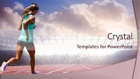  Presentation with running race - Audience pleasing theme consisting of white background against race track backdrop and a sky blue colored foreground