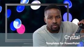  Presentation with blue video - Amazing slide deck having white background against twinkling blue backdrop and a seafoam green colored foreground