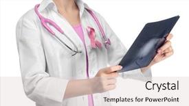  Presentation with pink ribbon breast awareness - Slide set with white background breast cancer background and a lemonade colored foreground