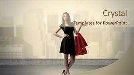  Presentation with tall buildings - Slide set consisting of white background city scape - attractive lady in black holding background and a lemonade colored foreground