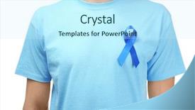  Presentation with blue ribbon - PPT theme featuring white background closeup prostate cancer background and a cool aqua colored foreground