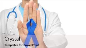  Presentation with colorectal cancer - Theme consisting of white background closeup prostate cancer background and a lemonade colored foreground