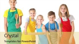  Presentation with cooking - Audience pleasing PPT layouts consisting of white background concept of cooking backdrop and a yellow colored foreground