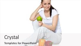  Presentation with tilted scales - Slide deck with white background concept of healthy background and a  colored foreground