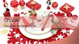  Presentation with christmas dinner - Colorful presentation theme enhanced with white background festive theme backdrop and a coral colored foreground