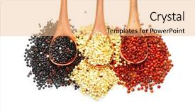 Presentation with food grains - Colorful slide deck enhanced with white background gluten free backdrop and a coral colored foreground