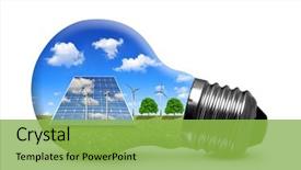  Presentation with light green - Beautiful presentation design featuring white background green energy backdrop and a yellow colored foreground