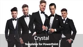  Presentation with full length portrait two men women brown sweater - Cool new PPT layouts with white background in a team backdrop and a dark gray colored foreground