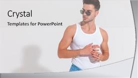  Presentation with spotlight - Slides with white background in spotlight portrait background and a  colored foreground