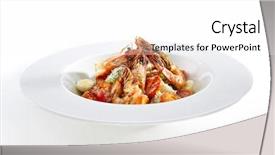  Presentation with tiger shrimp - Beautiful theme featuring white background king prawns salat backdrop and a white colored foreground