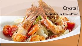  Presentation with tiger shrimp - PPT theme enhanced with white background king prawns salat background and a coral colored foreground