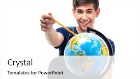  Presentation with student - Slides consisting of white background looking at camera background and a white colored foreground