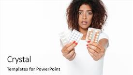  Presentation with chemistry white pills - Theme with white background looking at camera background and a white colored foreground