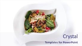  Presentation with main course - Presentation theme consisting of white background main course salat background and a sky blue colored foreground