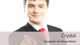  Presentation with writing pen - Slide deck featuring white background man is blurry background and a lemonade colored foreground