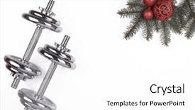  Presentation with animated christmas tree - Amazing slide deck having wellness wheel - dumbbell fir tree branches backdrop and a white colored foreground