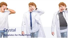  Presentation with collage medical - Slide deck with white background peeking in shock background and a sky blue colored foreground