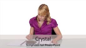  Presentation with calculator - Slide set consisting of white background professional financial - woman using a calculator background and a  colored foreground