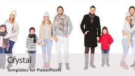  Presentation with 3d white people pushing - Beautiful presentation design featuring white background ready for winter backdrop and a light gray colored foreground