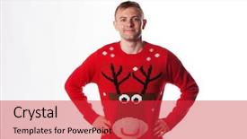  Presentation with white christmas - Beautiful presentation featuring white background red business - caucasian man with hand backdrop and a red colored foreground