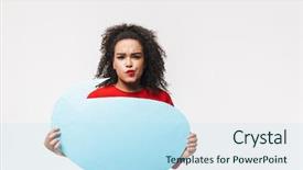  Presentation with business woman standing on maze - Cool new slide set with white background showing empty speech backdrop and a sky blue colored foreground