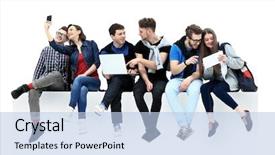  Presentation with floor - Theme having white background simple - causal group of people sitting background and a light blue colored foreground