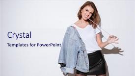  Presentation with lady justice themis statue - Beautiful slide deck featuring white background stretching bubble gum backdrop and a sky blue colored foreground