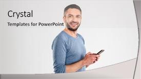  Presentation with photo - Presentation design consisting of white background wall looking camera background and a  colored foreground