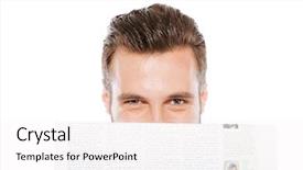  Presentation with happy image - PPT theme consisting of white background while holding gazette background and a white colored foreground